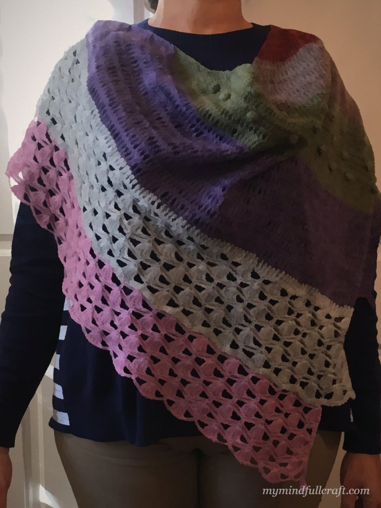 A crocheted shawl