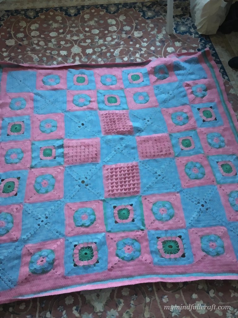 A colourful crocheted blanket